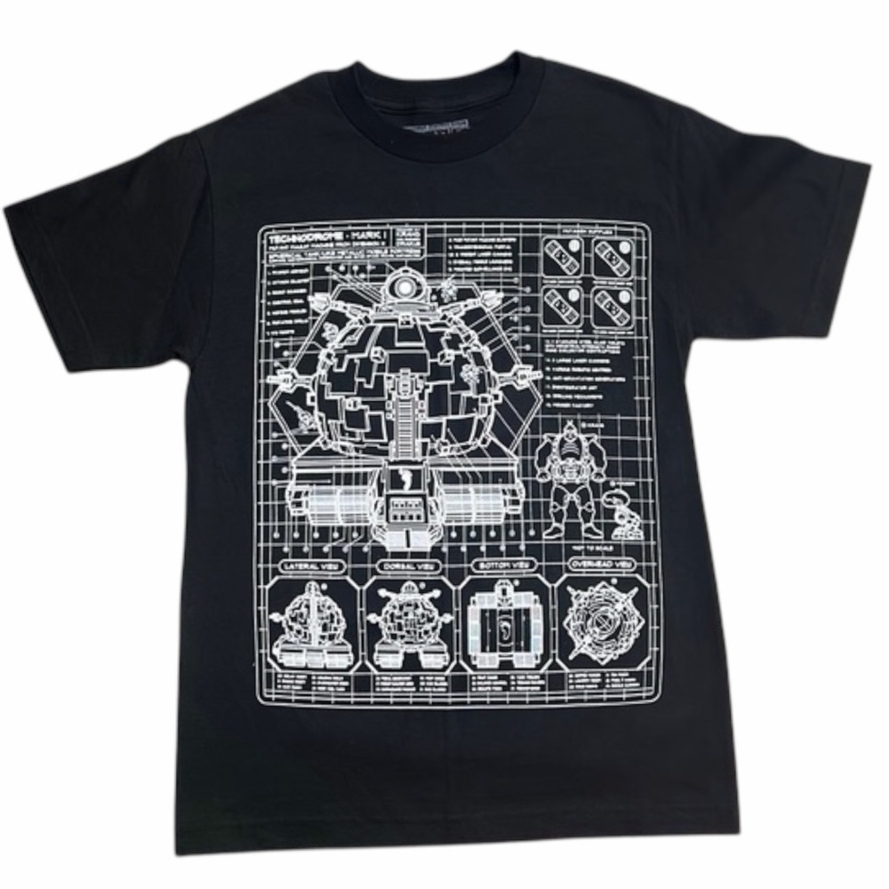 TMNT Technodrome Mark Black Blueprint Graphic Tee NWOT Medium Unisex T-Shirt